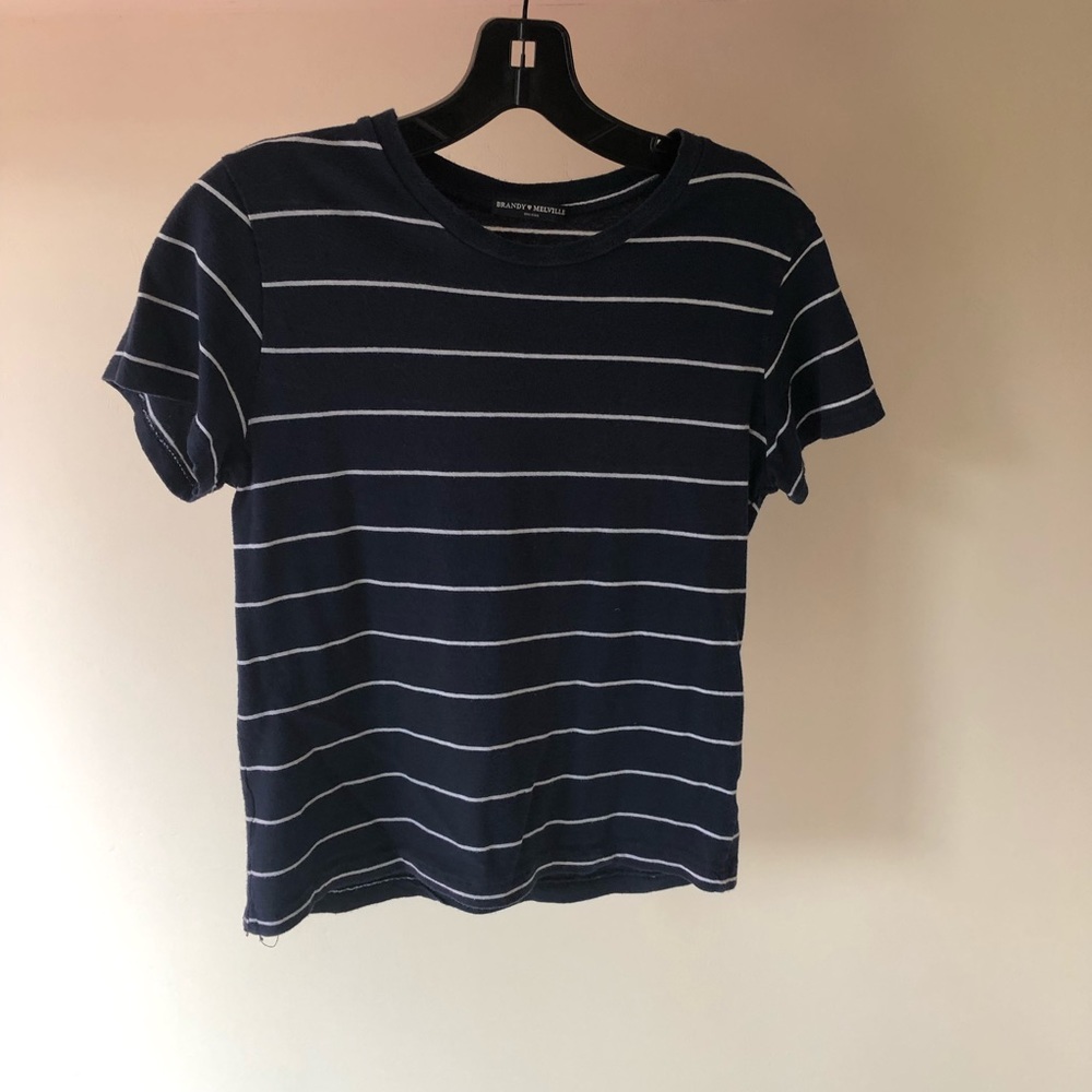 Brandy Melville blue shirt with white stripes